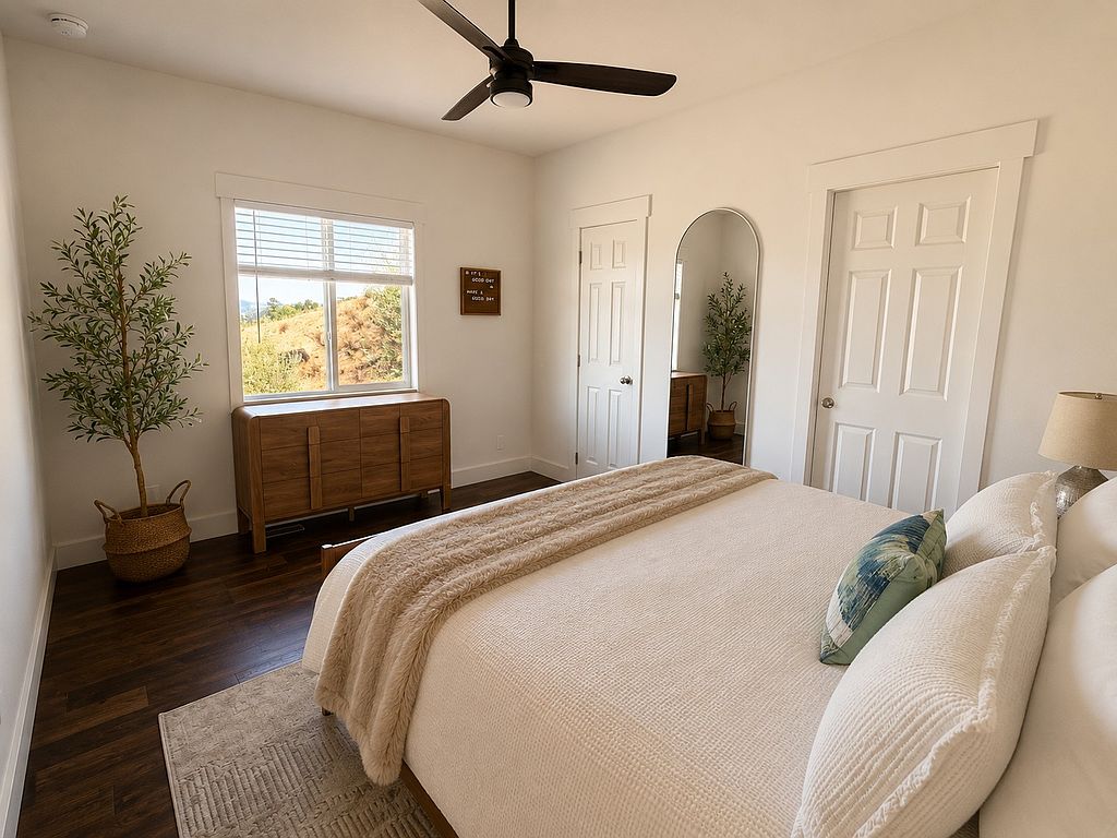 Primary bedroom and windows